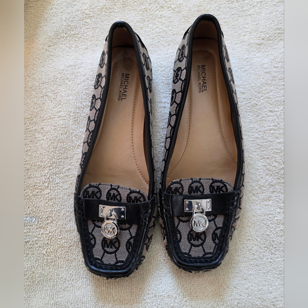 Michael Kors Black and Cream Women's Loafers